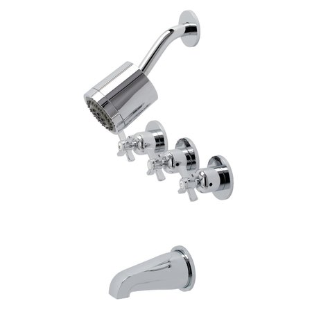 KINGSTON BRASS KBX8131ZX Three-Handle Tub and Shower Faucet, Polished Chrome KBX8131ZX